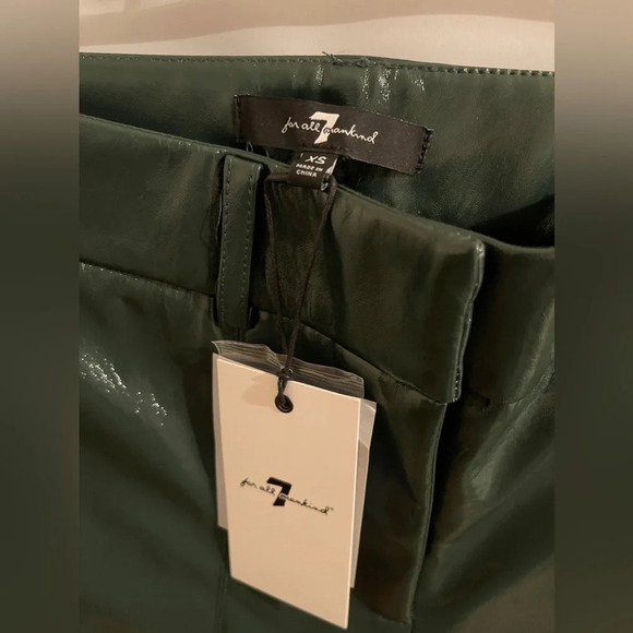 NWT 7 for All Mankind Green Faux Leather Pants - Picture 4 of 6